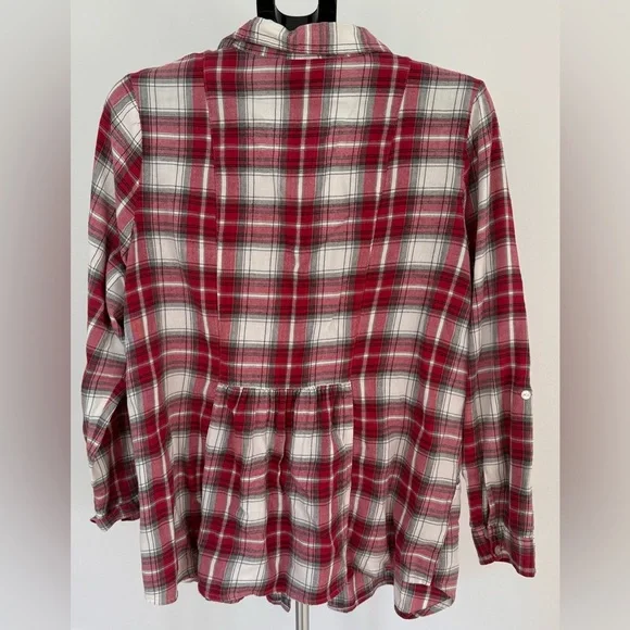 Dressbarn Red Plaid Button-Up Shirt | Size 1X | Classic Cozy Style - Picture 2 of 4
